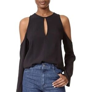 NWT Theory Sarver cold shoulder black Rosina Crepe top $285 MSRP